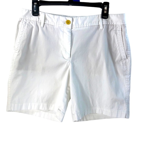 Talbots Relaxed Chino Shorts Sz 10 10" Rise White Casual Golf Coastal - Picture 2 of 7